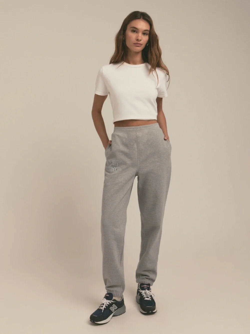 FAVORITE DAUGHTER Light Gray The Collegiate Jogger Sweatpants Size XS